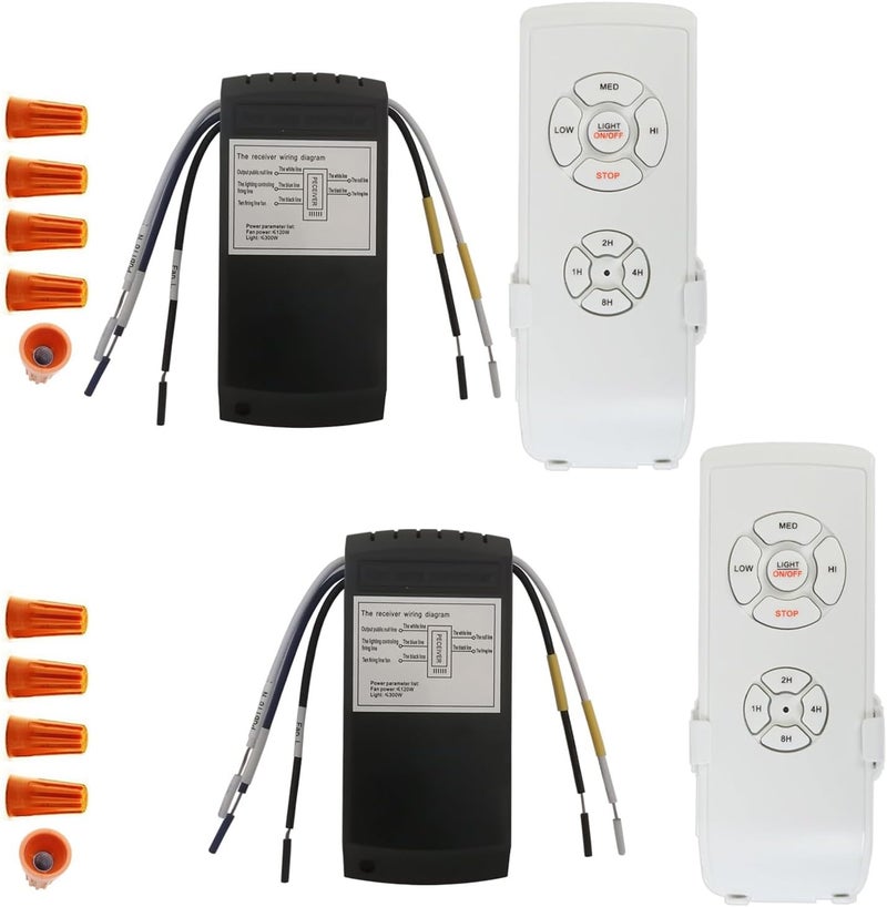 Taigeguang 2 Pack Universal Ceiling Fan Remote Control Kits,Fan Speed,Light and Timing 3 in 1 Wireless Remote for Hunter Honeywell Harbor Breeze and Other Ceiling Fan Lamps - Image 1